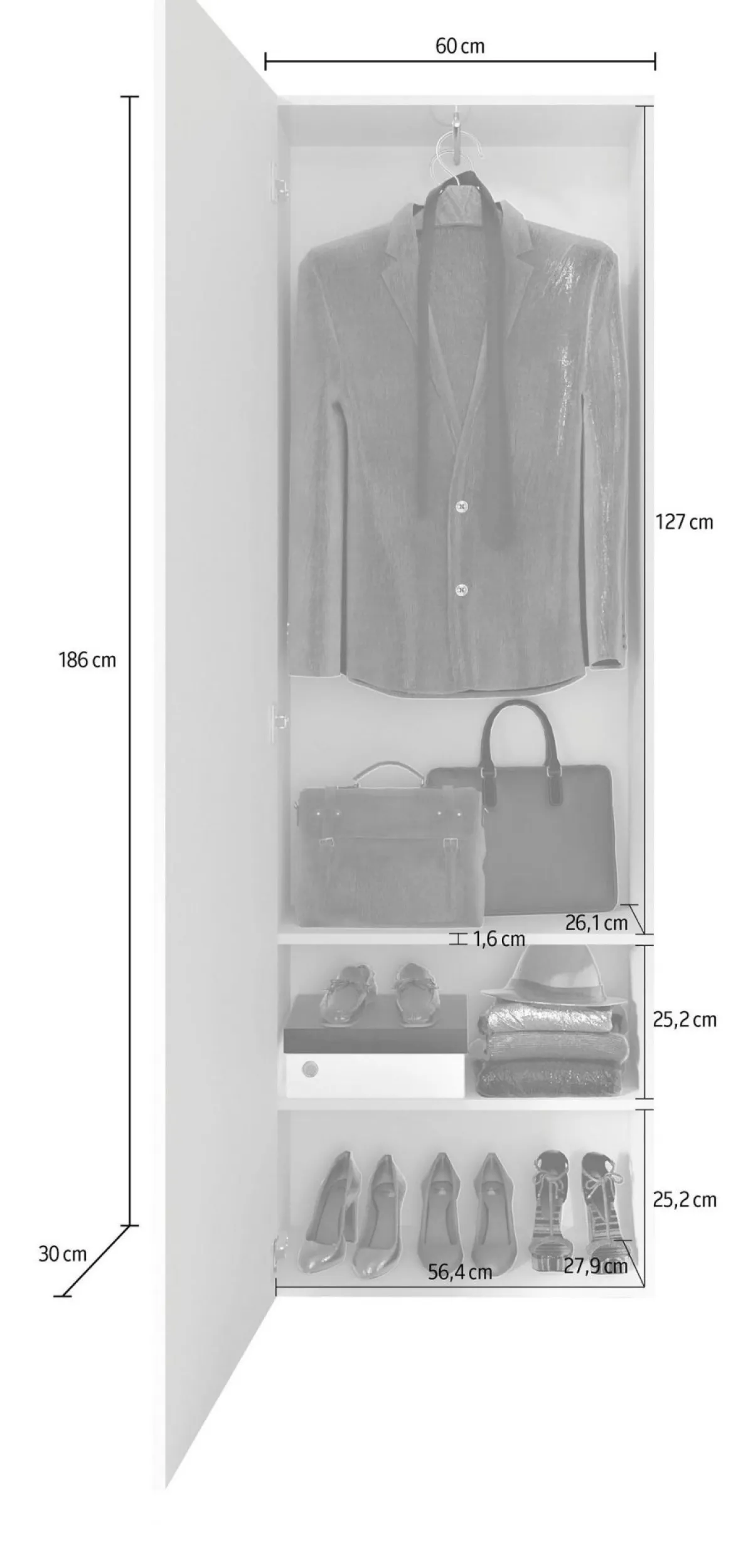 Mobili Da Ingresso > Dmora Mobile da Ingresso Bianco Lucido Bianco Appendiabiti 6 Paia 78x31x186.5h cm, 2 Ripiani - Medolla Bianco, Bianco Lucido