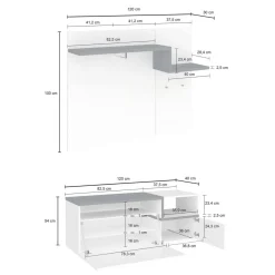 Mobili Da Ingresso|Ingresso > Dmora Mobile da Ingresso Bianco Lucido Marrone Acero 3 Ripiani Appendiabiti 120x40x154h cm, 2 Ante Made in Italy - Graziella Marrone Acero, Bianco Lucido
