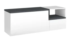 Mobili Da Ingresso|Ingresso > Dmora Mobile da Ingresso Bianco Lucido Marrone Acero 3 Ripiani Appendiabiti 120x40x154h cm, 2 Ante Made in Italy - Graziella Marrone Acero, Bianco Lucido