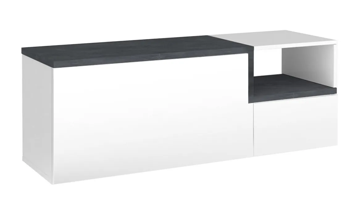 Mobili Da Ingresso|Ingresso > Dmora Mobile da Ingresso Bianco Lucido Marrone Acero 3 Ripiani Appendiabiti 120x40x154h cm, 2 Ante Made in Italy - Graziella Marrone Acero, Bianco Lucido