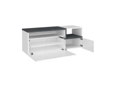 Mobili Da Ingresso|Ingresso > Dmora Mobile da Ingresso Bianco Lucido Marrone Acero 3 Ripiani Appendiabiti 120x40x154h cm, 2 Ante Made in Italy - Graziella Marrone Acero, Bianco Lucido