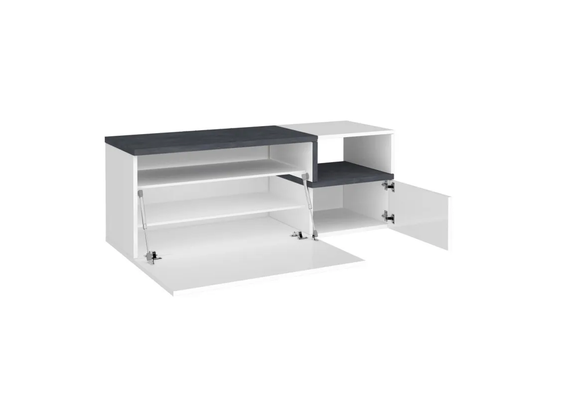 Mobili Da Ingresso|Ingresso > Dmora Mobile da Ingresso Bianco Lucido Marrone Acero 3 Ripiani Appendiabiti 120x40x154h cm, 2 Ante Made in Italy - Graziella Marrone Acero, Bianco Lucido