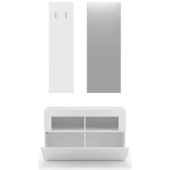 Mobili Da Ingresso > Dmora Mobile da Ingresso Specchio Incluso 4 Paia 91x36x165h cm, 2 Ripiani - Toirano Bianco Lucido