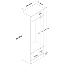 Mobile da Ingresso Bianco Marrone Noce 2 Ripiani Appendiabiti 60x38x183h cm, 2 Ante - Tursi