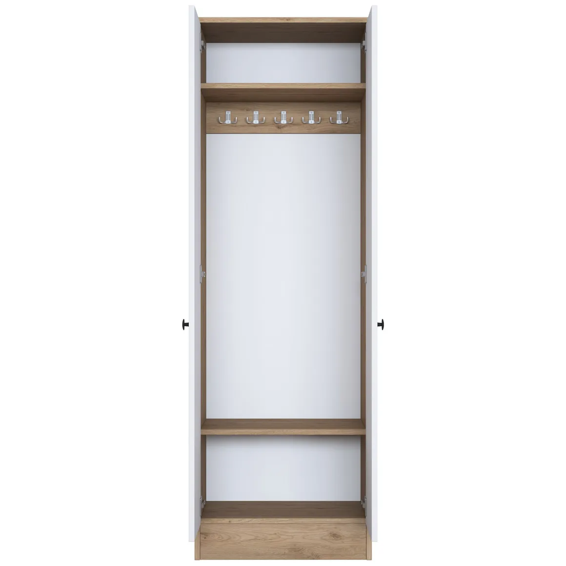 Mobile da Ingresso Bianco Marrone Noce 2 Ripiani Appendiabiti 60x38x183h cm, 2 Ante - Tursi