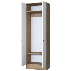 Mobile da Ingresso Bianco Marrone Noce 2 Ripiani Appendiabiti 60x38x183h cm, 2 Ante - Tursi