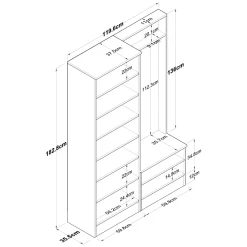 Mobili Da Ingresso > Dmora Mobile da Ingresso Bianco Marrone Rovere Nodi Specchio Incluso 3 Ripiani 91.5x28x202h cm, Appendiabiti - Viggiano Marrone, Bianco Rovere Nodi