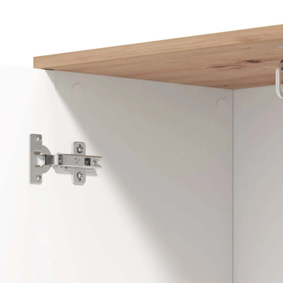 Mobile da Ingresso Bianco Marrone Rovere Nodi Specchio Incluso 4 Ripiani 116x35x197h cm, Appendiabiti - Raroto