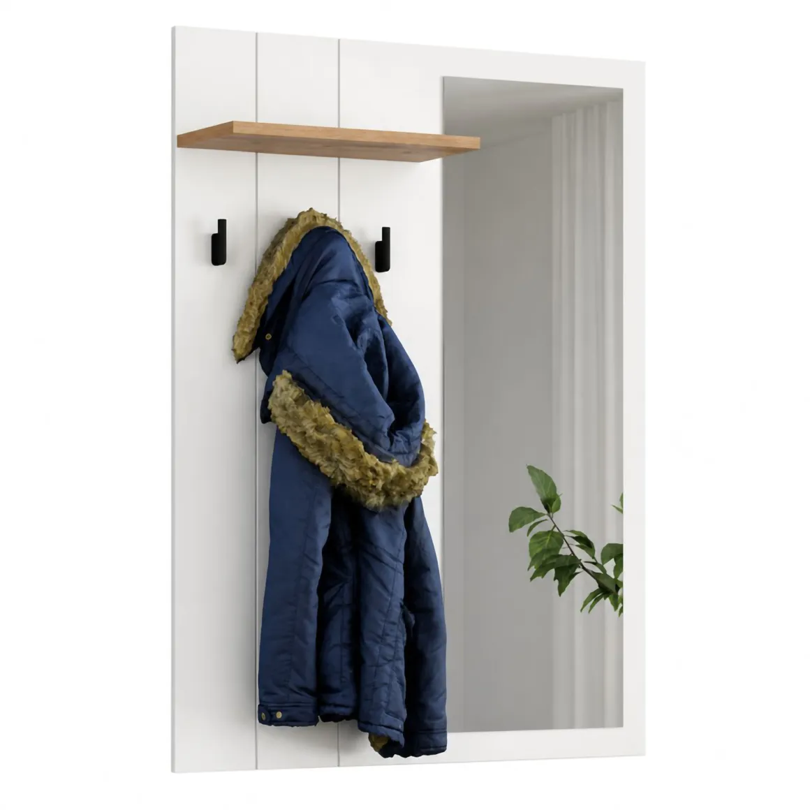 Mobili Da Ingresso > Dmora Mobile da Ingresso Bianco Marrone Rovere Specchio Incluso un Ripiano 83x29x190h cm, 2 Cassetti - Legionari Marrone, Bianco Rovere