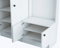 Mobile da Ingresso Bianco Nero 3 Ripiani Appendiabiti 120x37x183h cm, 4 Ante - Grue