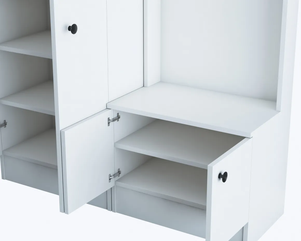 Mobile da Ingresso Bianco Nero 3 Ripiani Appendiabiti 120x37x183h cm, 4 Ante - Grue
