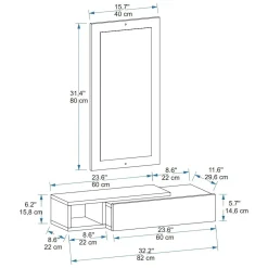 Mobili Da Ingresso > Dmora Mobile da Ingresso Bianco Nero Appendiabiti 6 Ripiani 112x35x170h cm, Apertura a Ribalta - Aiello Nero, Bianco