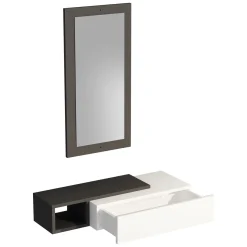 Mobili Da Ingresso > Dmora Mobile da Ingresso Bianco Nero Appendiabiti 6 Ripiani 112x35x170h cm, Apertura a Ribalta - Aiello Nero, Bianco