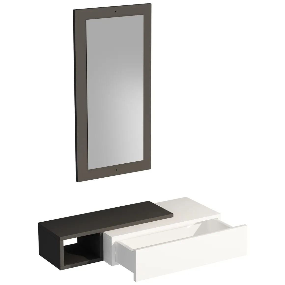 Mobili Da Ingresso > Dmora Mobile da Ingresso Bianco Nero Appendiabiti 6 Ripiani 112x35x170h cm, Apertura a Ribalta - Aiello Nero, Bianco