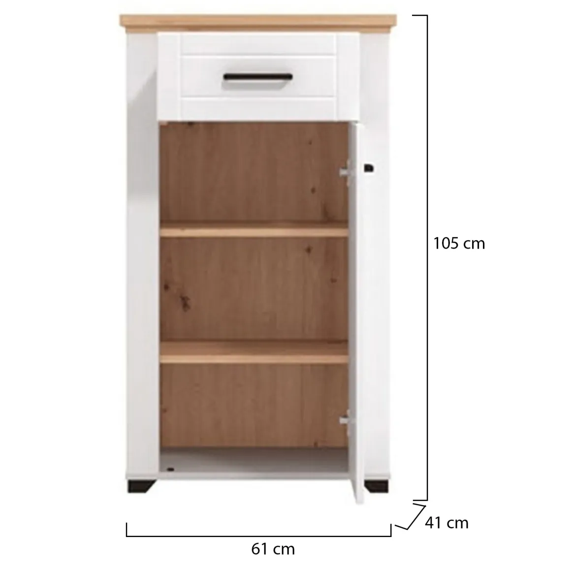 Mobile da Ingresso Bianco Opaco Marrone Rovere un Cassetto 2 Ripiani 60.5x41x105h cm, Un'anta - Rogeno