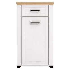 Mobile da Ingresso Bianco Opaco Marrone Rovere un Cassetto 2 Ripiani 60.5x41x105h cm, Un'anta - Rogeno
