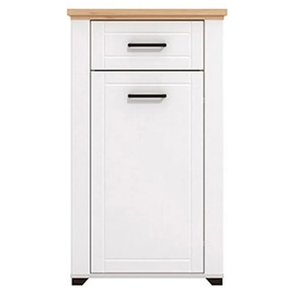 Mobile da Ingresso Bianco Opaco Marrone Rovere un Cassetto 2 Ripiani 60.5x41x105h cm, Un'anta - Rogeno