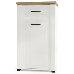 Mobile da Ingresso Bianco Opaco Marrone Rovere un Cassetto 2 Ripiani 60.5x41x105h cm, Un'anta - Rogeno