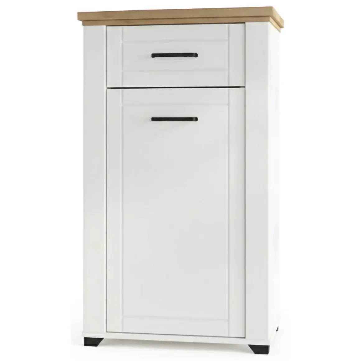 Mobile da Ingresso Bianco Opaco Marrone Rovere un Cassetto 2 Ripiani 60.5x41x105h cm, Un'anta - Rogeno