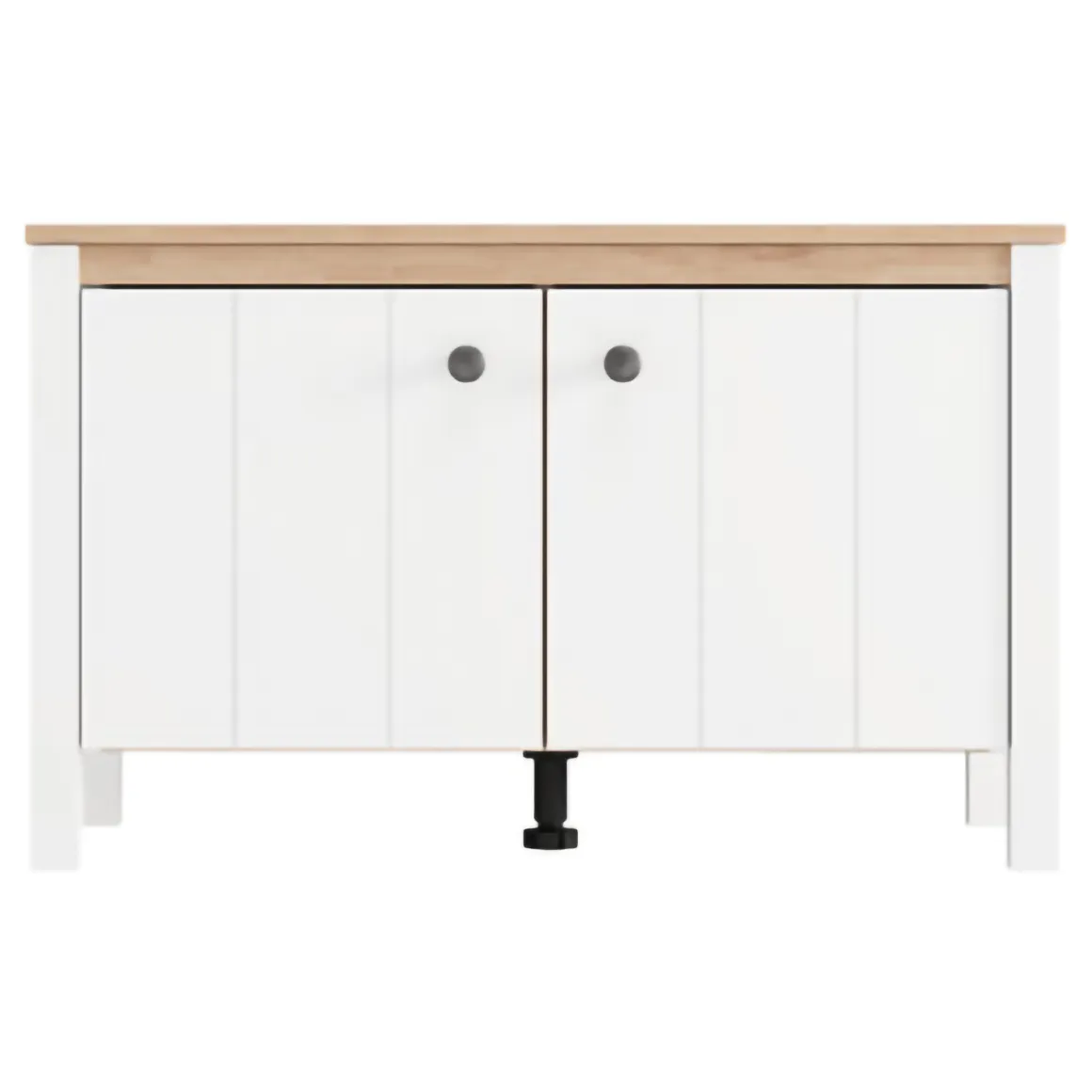 Mobile da Ingresso Bianco Opaco Marrone Rovere un Ripiano 2 Ante 86x40x54h cm, Anta Effetto Rigato - Tekapo
