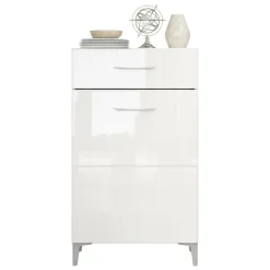 Mobili Da Ingresso > Dmora Mobile da Ingresso 2 Ripiani un Cassetto 58x35x104.5h cm, Un'anta - Ossona Bianco