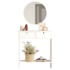 Mobili Da Ingresso > Dmora Mobile da Ingresso Specchio Incluso Modulabile 80x24x90h cm, 2 Ante - Chiarano Bianco