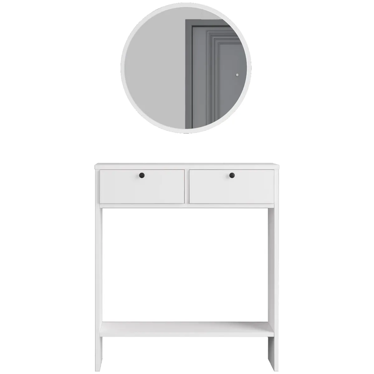 Mobili Da Ingresso > Dmora Mobile da Ingresso Specchio Incluso Modulabile 80x24x90h cm, 2 Ante - Chiarano Bianco