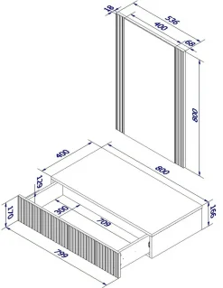 Mobile da Ingresso Bianco Specchio Incluso Paia 80x42x97h cm, un Cassetto - Premolo