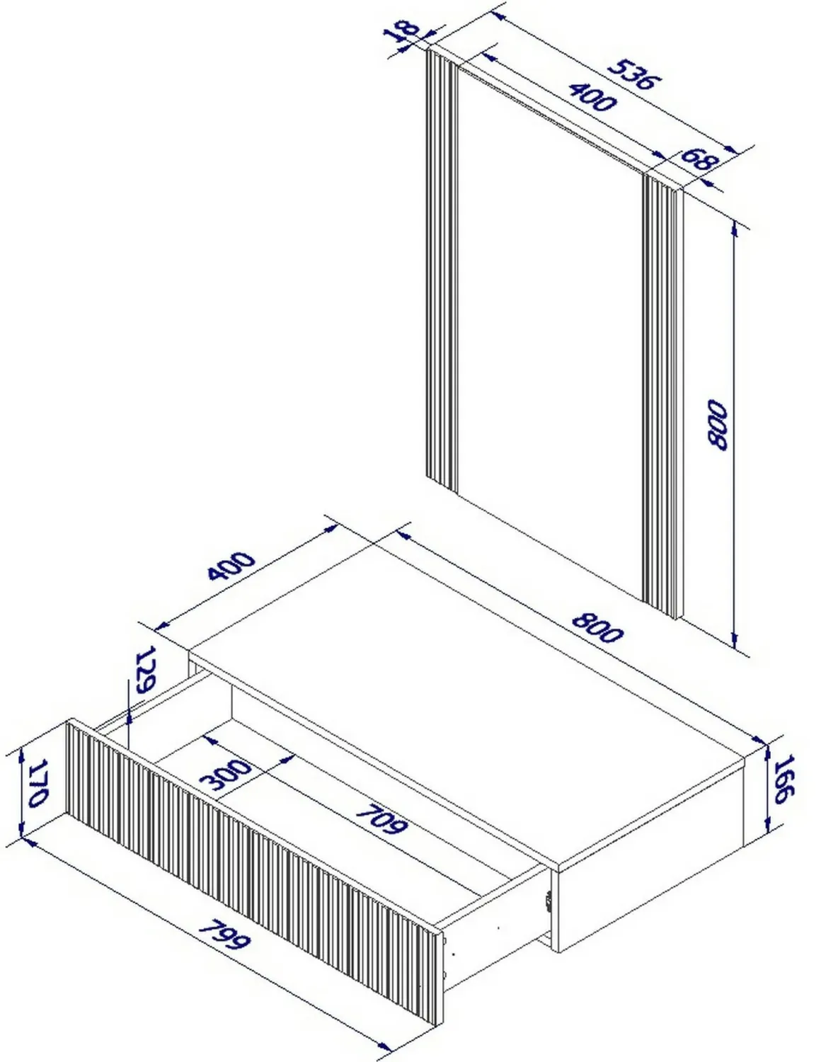 Mobile da Ingresso Bianco Specchio Incluso Paia 80x42x97h cm, un Cassetto - Premolo