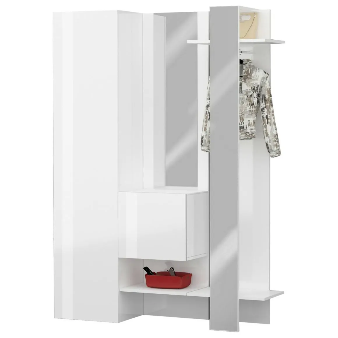 Mobili Da Ingresso > Dmora Mobile da ingresso da parete 3 ante rovere e bianco 91x94h cm - Scultore Bianco, Marrone Rovere