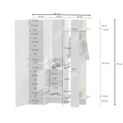 Mobili Da Ingresso > Dmora Mobile da ingresso da parete 3 ante rovere e bianco 91x94h cm - Scultore Bianco, Marrone Rovere