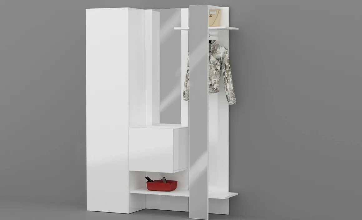 Mobili Da Ingresso > Dmora Mobile da ingresso da parete 3 ante rovere e bianco 91x94h cm - Scultore Bianco, Marrone Rovere