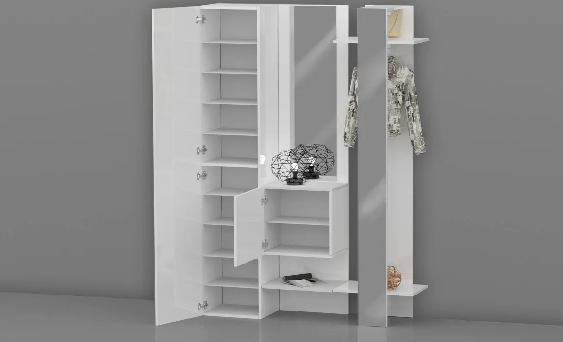 Mobili Da Ingresso > Dmora Mobile da ingresso da parete 3 ante rovere e bianco 91x94h cm - Scultore Bianco, Marrone Rovere