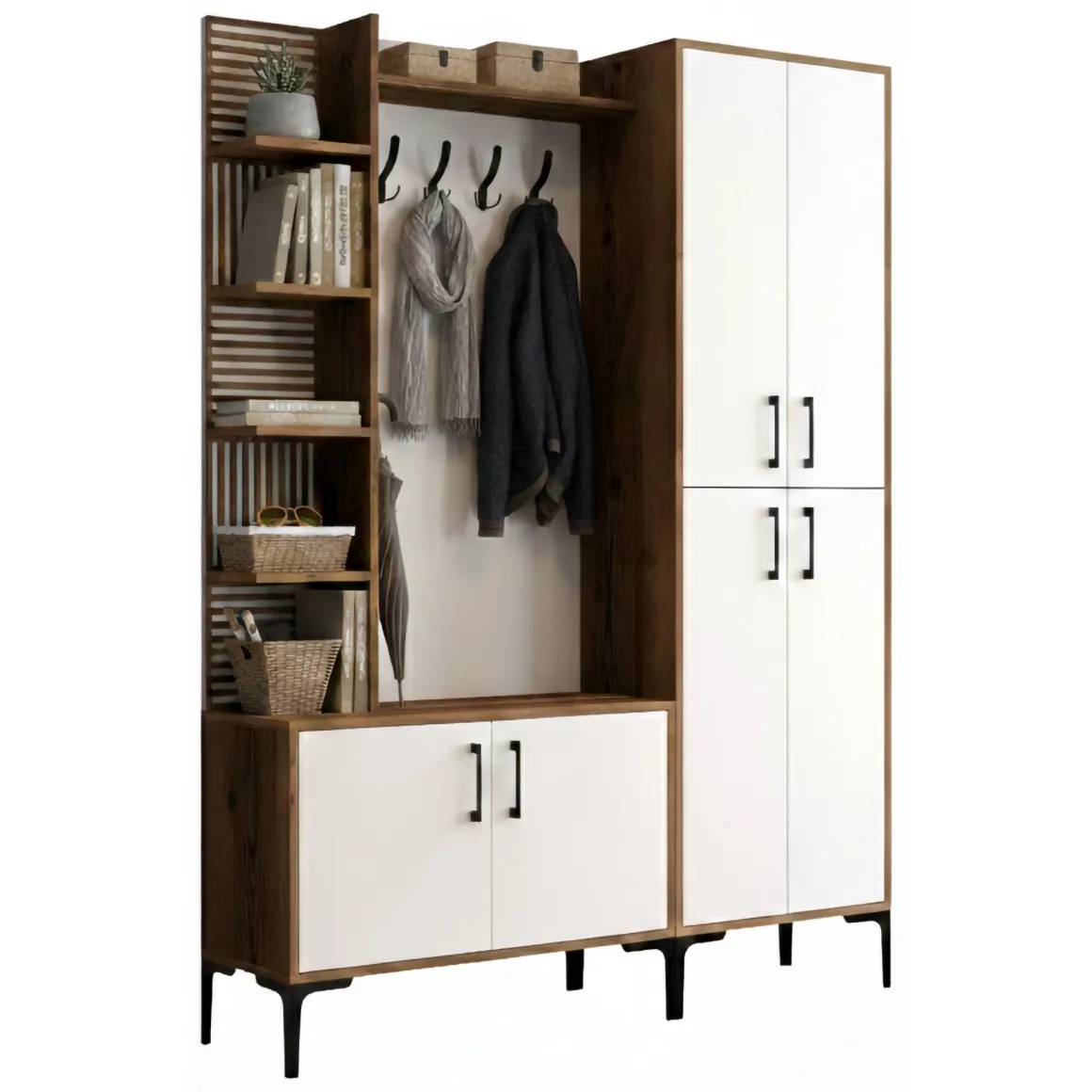 Mobili Da Ingresso > Dmora Mobile da ingresso da parete antracite e nero 78x182h cm - Varsavia Nero, Nero Antracite