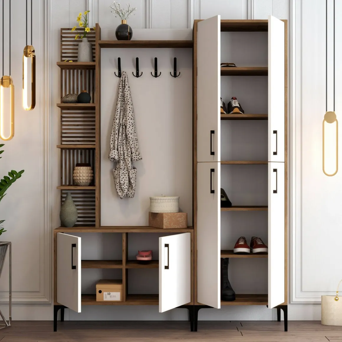 Mobili Da Ingresso > Dmora Mobile da ingresso da parete antracite e nero 78x182h cm - Varsavia Nero, Nero Antracite