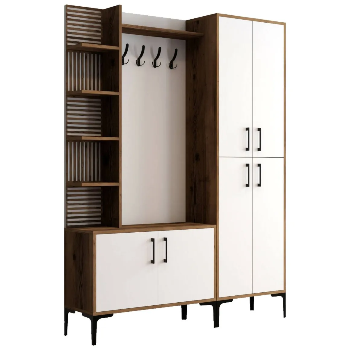 Mobili Da Ingresso > Dmora Mobile da ingresso da parete antracite e nero 78x182h cm - Varsavia Nero, Nero Antracite