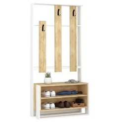 Mobile da ingresso da parete bianco e quercia 90x180h cm - Toraji
