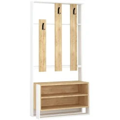 Mobile da ingresso da parete bianco e quercia 90x180h cm - Toraji