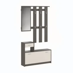 Ingresso > Dmora Mobile da ingresso Garolfo, 100x25h180 cm, Bianco e Betulla