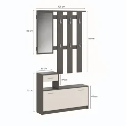 Ingresso > Dmora Mobile da ingresso Garolfo, 100x25h180 cm, Bianco e Betulla