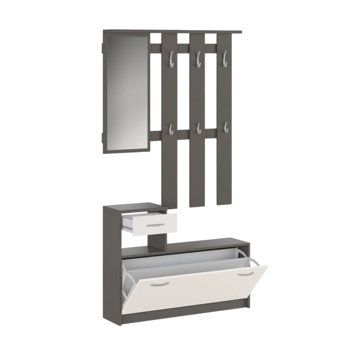 Mobile da ingresso Garolfo, 100x25h180 cm, Beige e Grigio