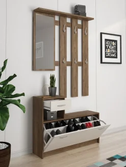 Mobile da ingresso Garolfo, 100x25h180 cm, Quercia e Bianco