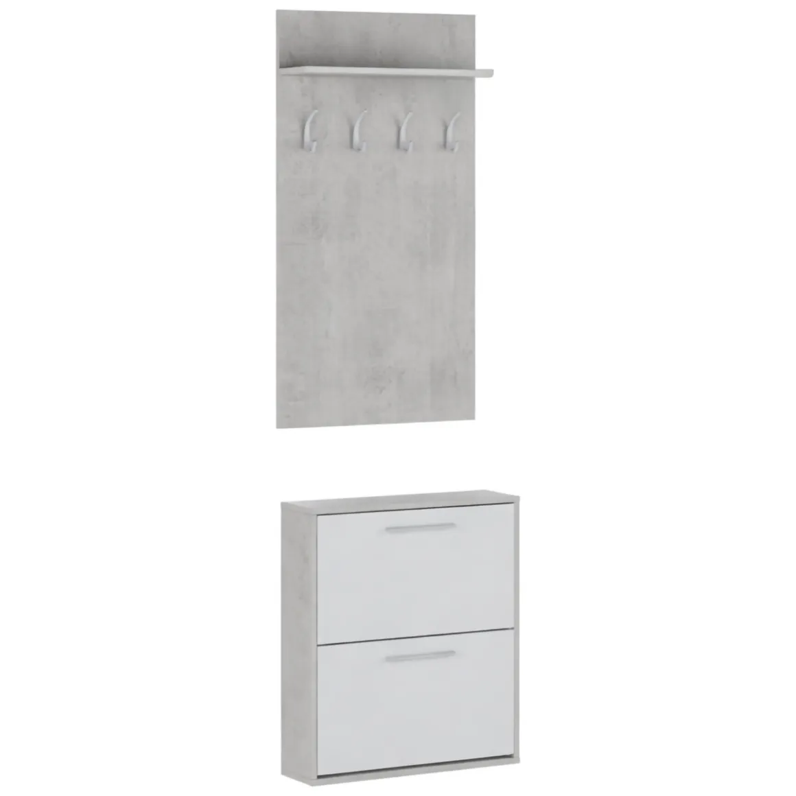 Mobile da Ingresso Grigio Cemento Bianco Paia Cassetti 54x28x181h cm, Ripiani - Sestola