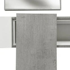 Mobile da Ingresso Grigio Cemento Bianco Specchio Incluso un Ripiano 100x31x75h cm, Appendiabiti - Limbadi