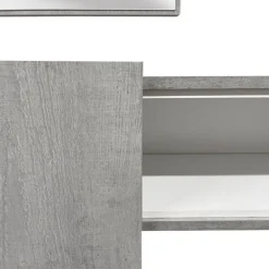 Mobile da Ingresso Grigio Cemento Bianco Specchio Incluso un Ripiano 100x31x75h cm, Appendiabiti - Limbadi