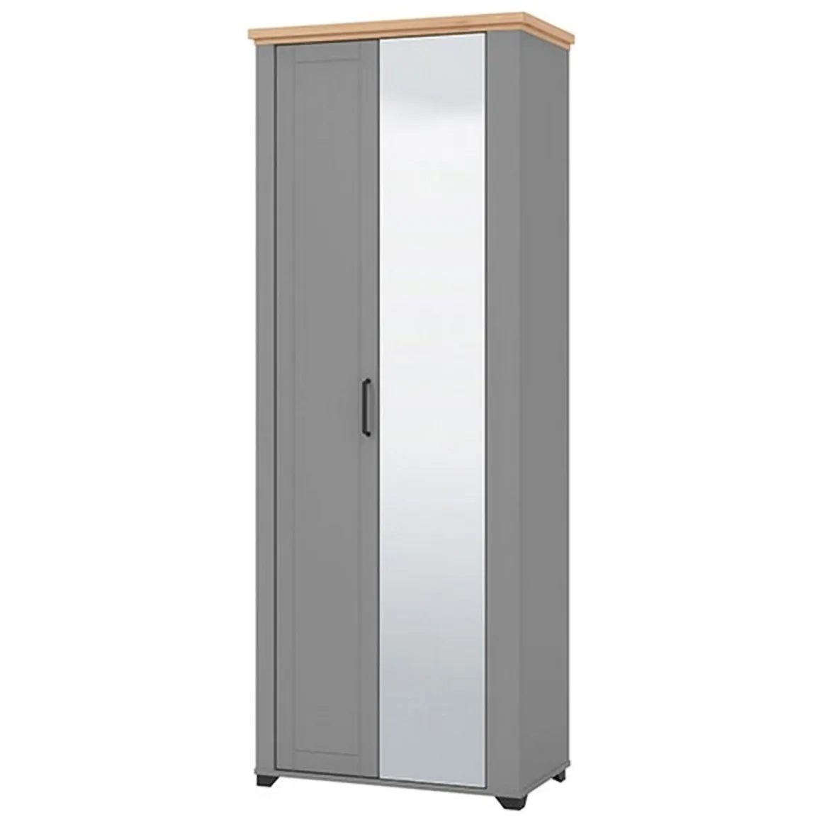 Mobile da Ingresso Grigio Marrone Rovere Nodi Specchio Incluso 3 Ripiani 75x41x194.5h cm, Appendiabiti - Coggiola