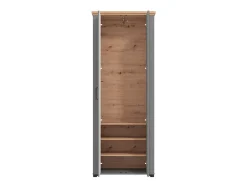 Mobile da Ingresso Grigio Marrone Rovere Nodi Specchio Incluso 3 Ripiani 75x41x194.5h cm, Appendiabiti - Coggiola