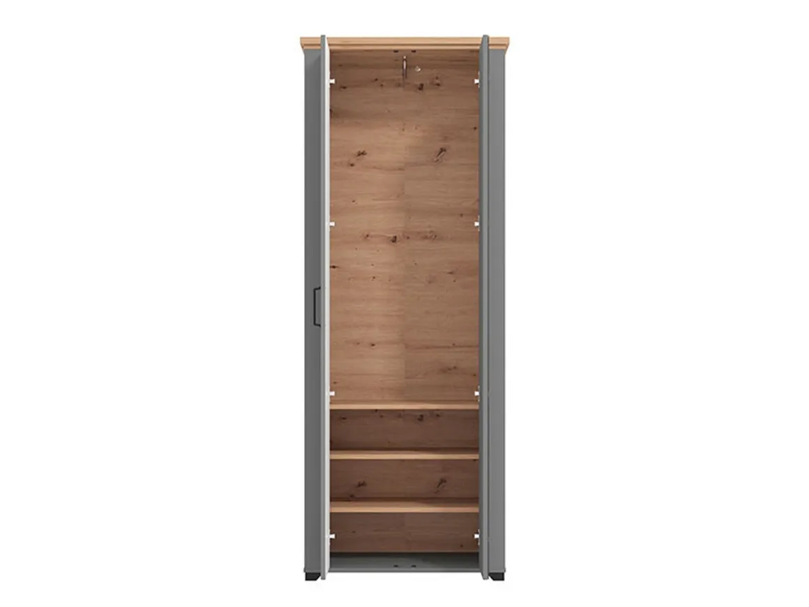 Mobile da Ingresso Grigio Marrone Rovere Nodi Specchio Incluso 3 Ripiani 75x41x194.5h cm, Appendiabiti - Coggiola