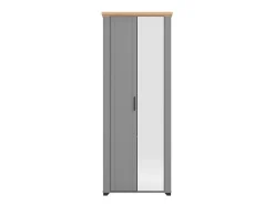 Mobile da Ingresso Grigio Marrone Rovere Nodi Specchio Incluso 3 Ripiani 75x41x194.5h cm, Appendiabiti - Coggiola
