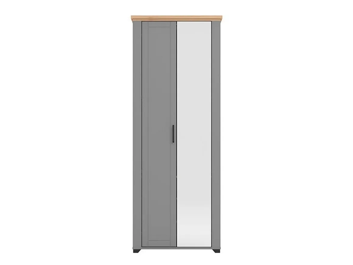 Mobile da Ingresso Grigio Marrone Rovere Nodi Specchio Incluso 3 Ripiani 75x41x194.5h cm, Appendiabiti - Coggiola